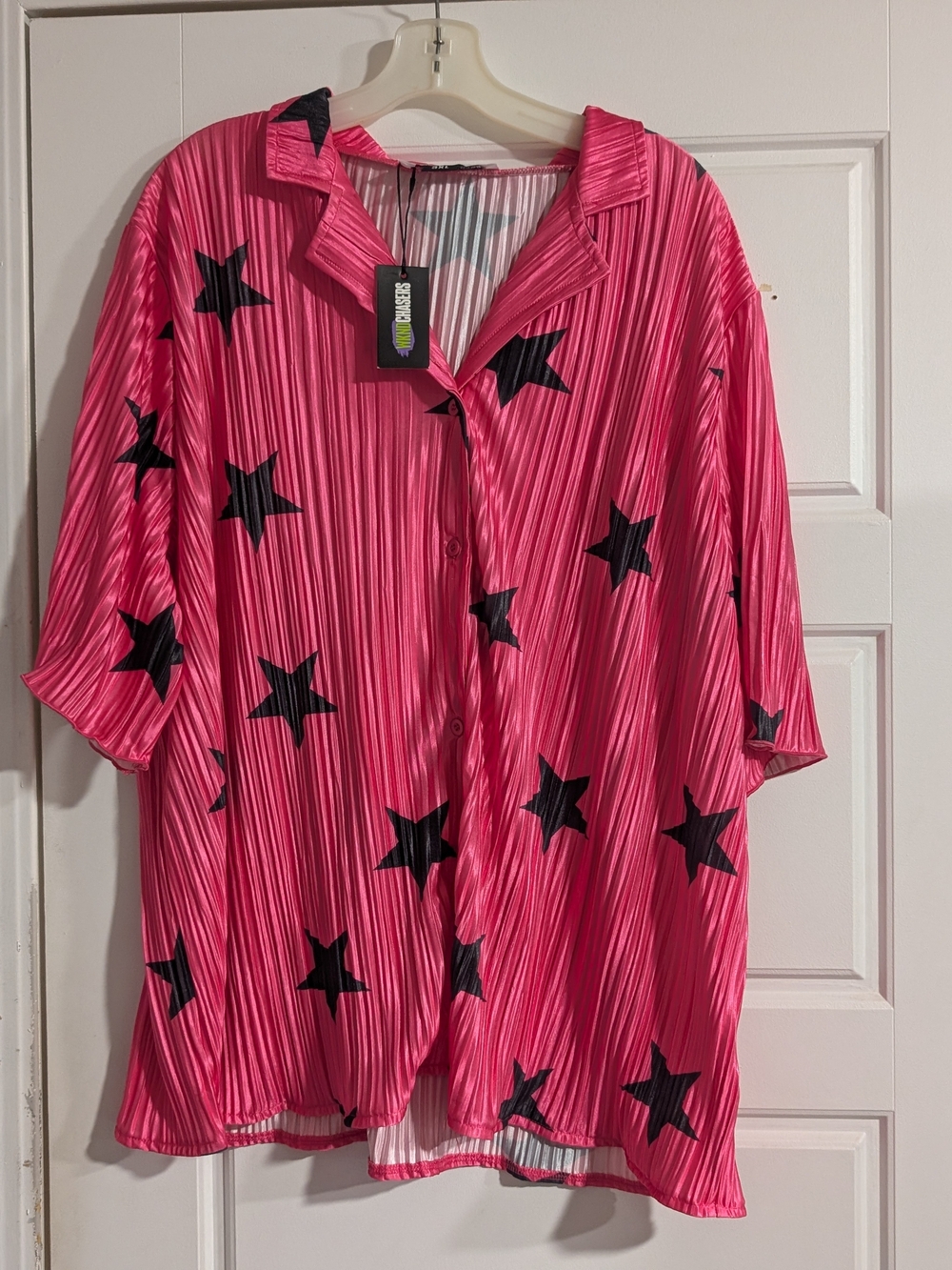 Pink Star-Print Pleated Matching Set - Picture 2 of 3